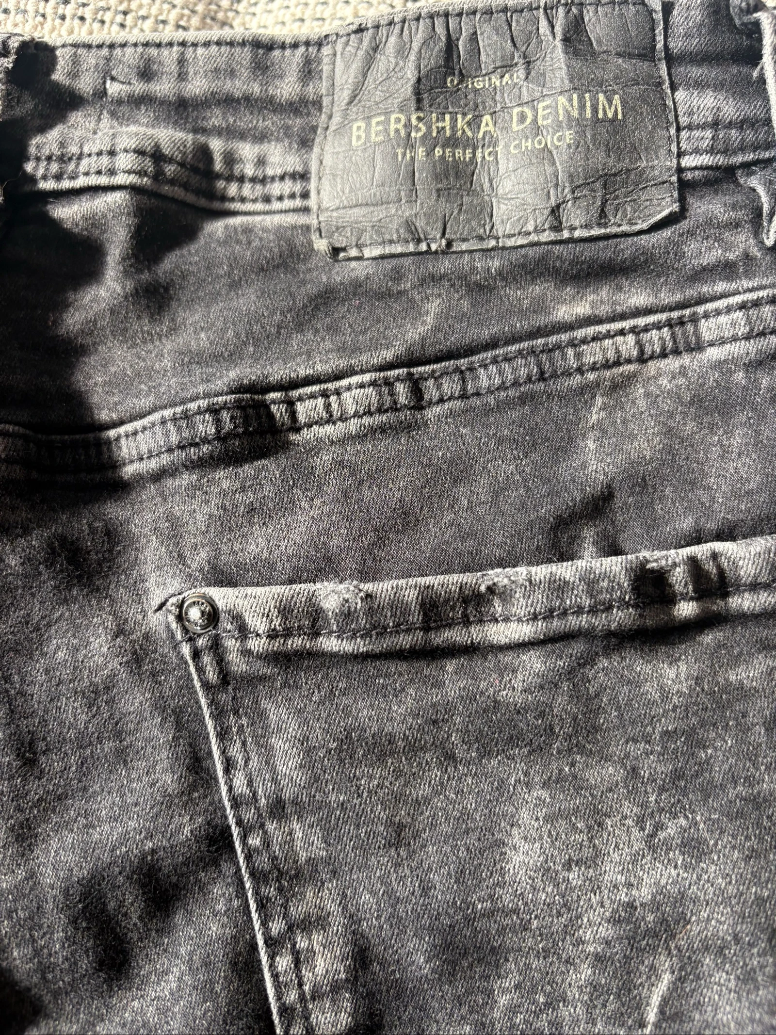short en jean bershka denim gris délavé bermuda déchiré homme taille 38 m – photo 9